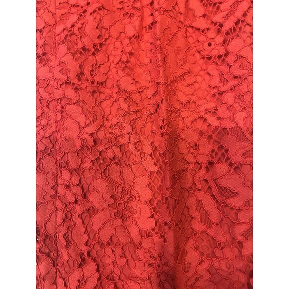 Classic Staple Red Lace Cropped Pants Scalloped Hem & Pockets, Women’s Size 6 - Picture 12 of 13